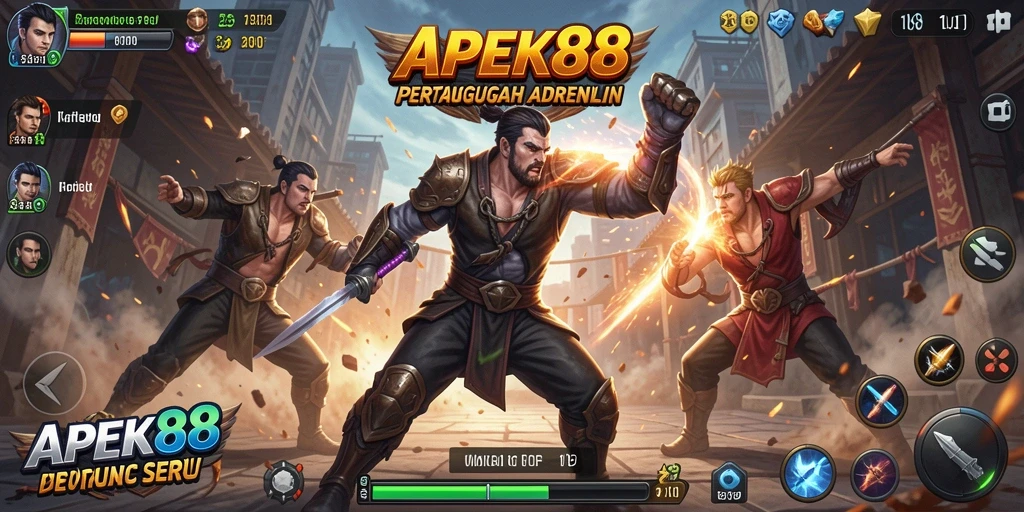 Screenshot APEK88 menampilkan aksi pertarungan yang seru dan mendebarkan.