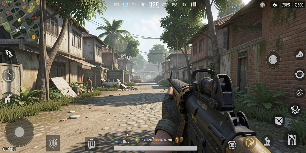 Tangkapan layar gameplay C7890 yang menampilkan aksi tembak-menembak yang mendebarkan.