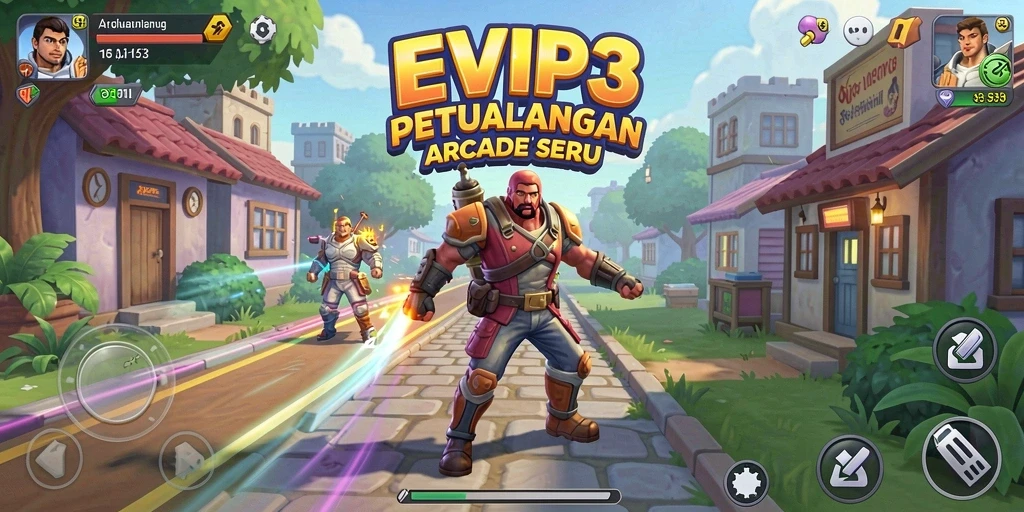 Tampilan gameplay seru dari EVIP3 yang menantang dan penuh warna.