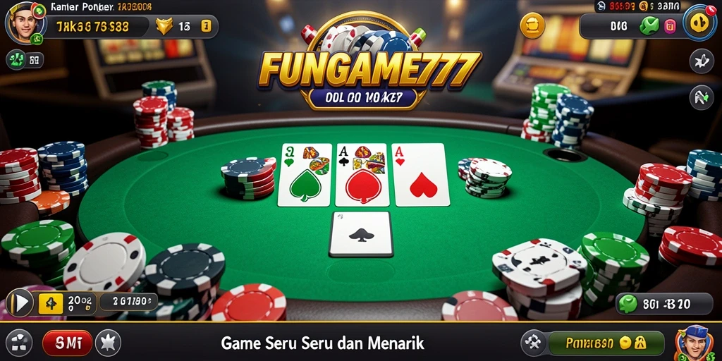 Tampilan gameplay Poker yang mendebarkan di FUNGAME777.