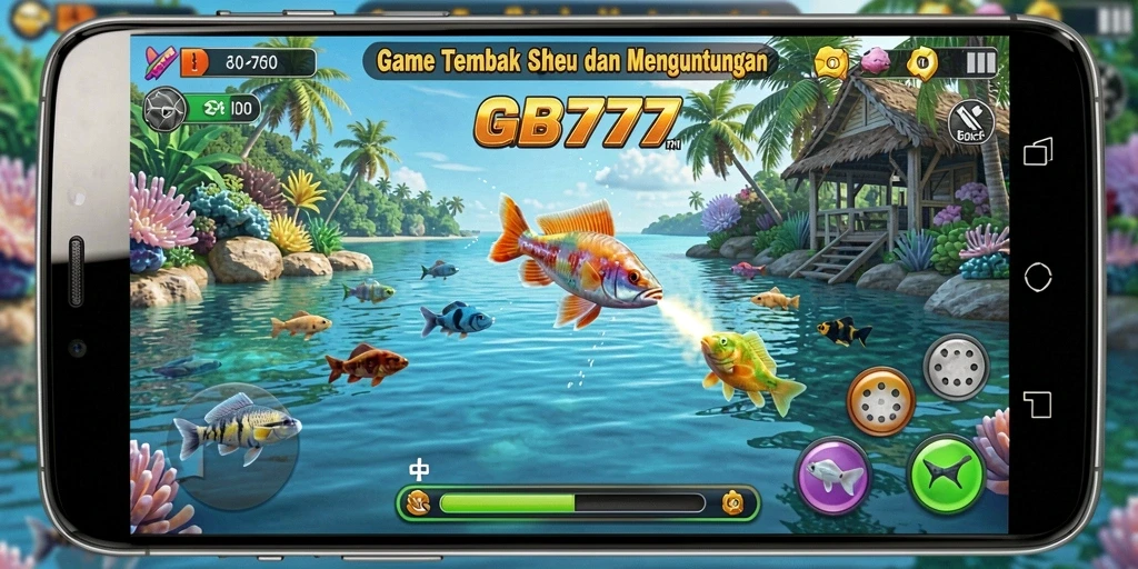 Tampilan gameplay seru dari GB777 dengan aksi tembak ikan.
