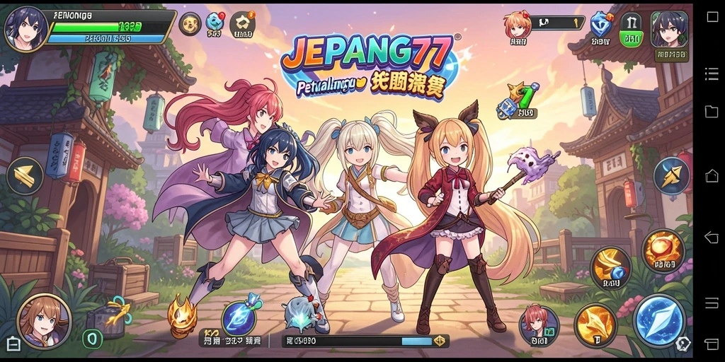 Tampilan gameplay menarik dalam JEPANG77 yang penuh warna.