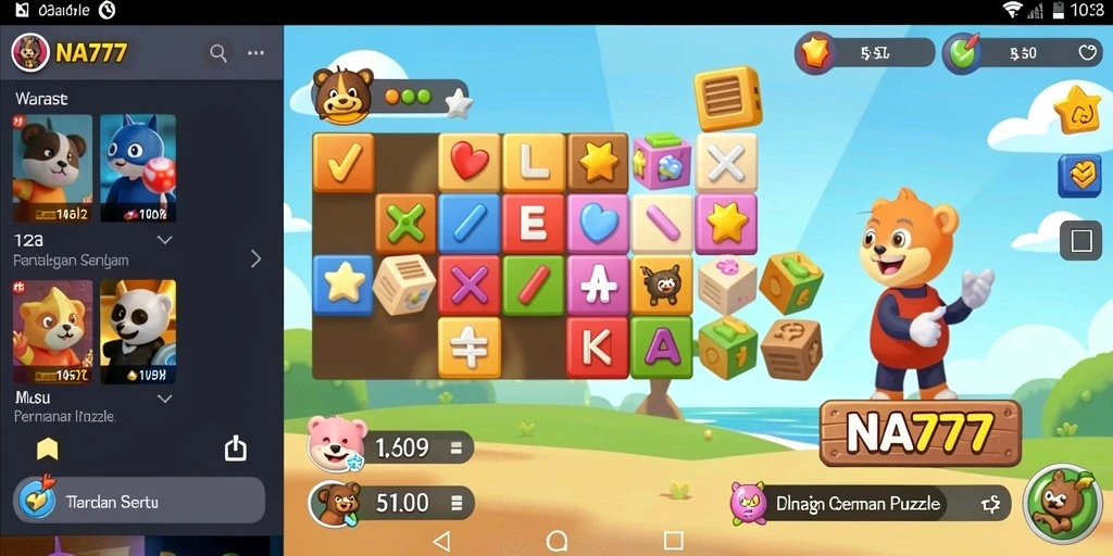 Tampilan gameplay seru dari NA777 yang penuh tantangan puzzle.