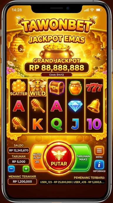 Screenshot aplikasi Tawonbet yang menunjukkan antarmuka pengguna yang sederhana.